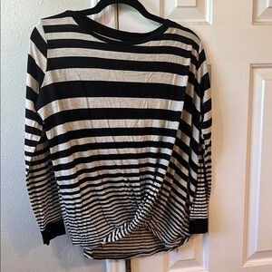 Black and Heather grey Striped Long Sleeve Top